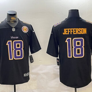 Men's Minnesota Vikings #18 Justin Jefferson Black Vapor Untouchable Limited Stitched Jerseys