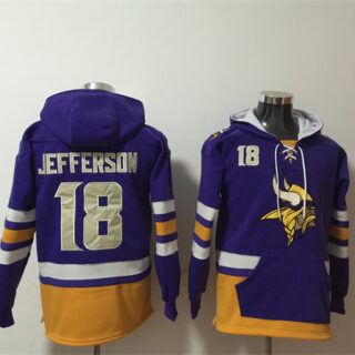 Men's Minnesota Vikings #18 Justin Jefferson Purple Ageless Must-Have Lace-Up Pullover Hoodie