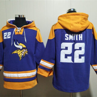 Men's Minnesota Vikings #22 Harrison Smith Purple Yellow Ageless Must-Have Lace-Up Pullover Hoodie