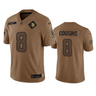 Men's Minnesota Vikings #8 Kirk Cousins 2023 Brown Salute To Service Limited Stitched Jersey