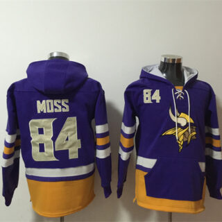 Men's Minnesota Vikings #84 Randy Moss Purple Ageless Must-Have Lace-Up Pullover Hoodie