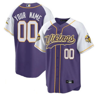 Men's Minnesota Vikings ACTIVE PLAYER Custom Purple White Cool Base Stitched Baseball Jersey
