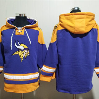 Men's Minnesota Vikings Blank Purple Yellow Ageless Must-Have Lace-Up Pullover Hoodie