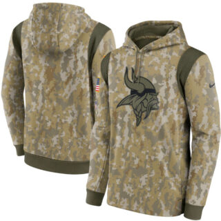 Men's Minnesota Vikings Camo 2021 Salute To Service Therma Performance Pullover Hoodie