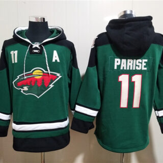 Men's Minnesota Wild #11 Zach Parise Green Ageless Must-Have Lace-Up Pullover Hoodie