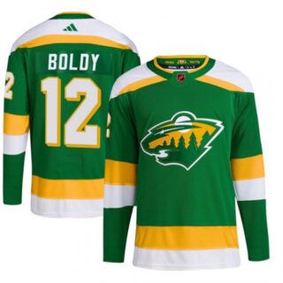 Men's Minnesota Wild #12 Matt Boldy Green 2022-23 Reverse Retro Stitched Jersey