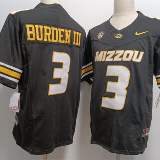 Custom Missouri Tigers #3 Luther Burden III 2023 F.U.S.E. Black Rose Bowl Patch Stitched Jersey