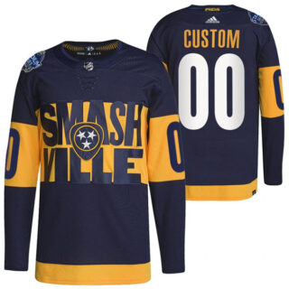 Men's Nashville Predators Active Player Custom 2022 Navy Stadium Series Breakaway Player Stitched Jersey