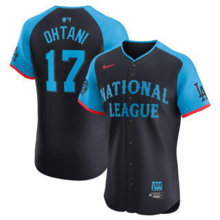Men's National League #17 Shohei Ohtani Navy 2024 All-Star Elite Stitched Baseball Jersey