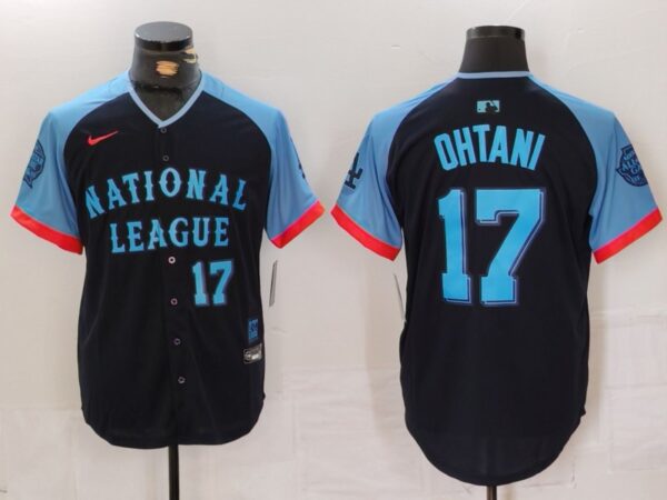 Men's National League #17 Shohei Ohtani Navy 2024 All-Star Elite Stitched Baseball Jerseys