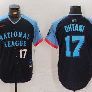 Men's National League #17 Shohei Ohtani Navy 2024 All-Star Elite Stitched Baseball Jerseys