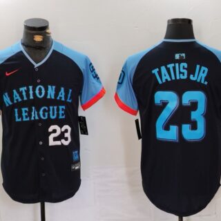Men's National League #23 Fernando Tatis Jr. Navy 2024 All-Star Limited Stitched Baseball 3