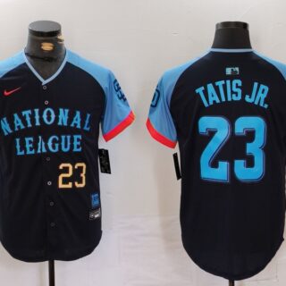 Men's National League #23 Fernando Tatis Jr. Navy 2024 All-Star Limited Stitched Baseball 5