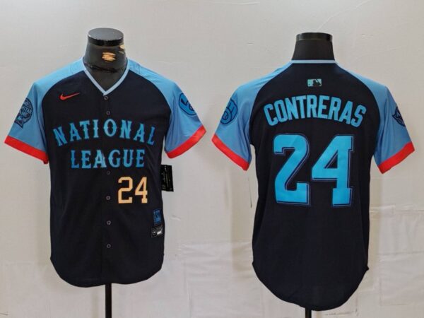 Men's National League #24 William Contreras Navy 2024 All-Star Limited Stitched Baseball Jerseys
