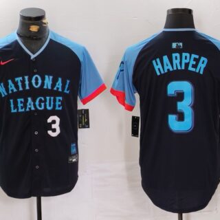 Men's National League #3 Bryce Harper Navy 2024 All-Star Limited Stitched Baseball Jerseys