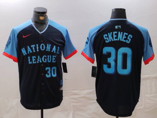 Men's National League #30 Paul Skenes Navy 2024 All-Star Limited Stitched Baseball Jerseys