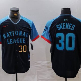 Men's National League #30 Paul Skenes Navy 2024 All-Star Limited Stitched Baseball Jerseys