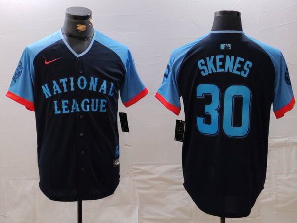 Men's National League #30 Paul Skenes Navy 2024 All-Star Limited Stitched Baseball Jerseys