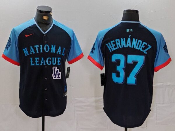 Men's National League #37 Teoscar Hernandez Navy 2024 All-Star Limited Stitched Baseball Jerseys