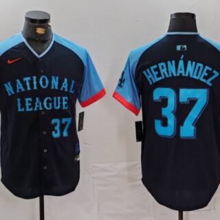 Men's National League #37 Teoscar Hernandez Navy 2024 All-Star Limited Stitched Baseball Jerseys