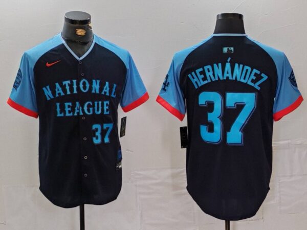 Men's National League #37 Teoscar Hernandez Navy 2024 All-Star Limited Stitched Baseball Jerseys