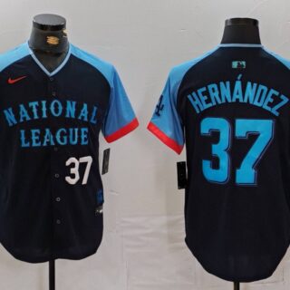 Men's National League #37 Teoscar Hernandez Navy 2024 All-Star Limited Stitched Baseball Jerseys