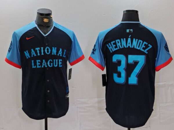 Men's National League #37 Teoscar Hernandez Navy 2024 All-Star Limited Stitched Baseball Jersey