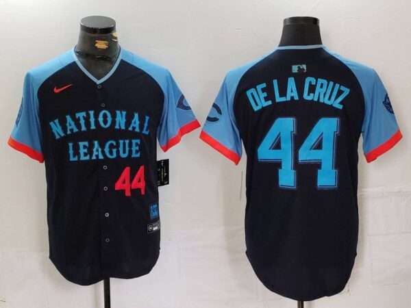 Men's National League #44 Elly De La Cruz Navy 2024 All-Star Limited Stitched Baseball Jerseys