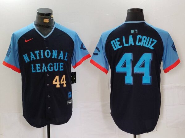 Men's National League #44 Elly De La Cruz Navy 2024 All-Star Limited Stitched Baseball Jerseys