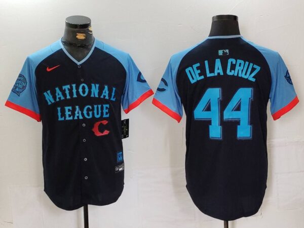 Men's National League #44 Elly De La Cruz Navy 2024 All-Star Limited Stitched Baseball Jerseys
