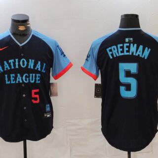 Men's National League #5 Freddie Freeman Navy 2024 All-Star Limited Stitched Baseball Jerseys