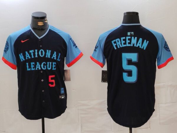 Men's National League #5 Freddie Freeman Navy 2024 All-Star Limited Stitched Baseball Jerseys