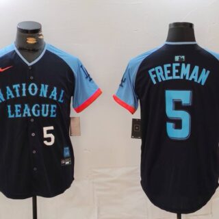 Men's National League #5 Freddie Freeman Navy 2024 All-Star Limited Stitched Baseball Jerseys
