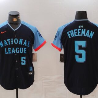 Men's National League #5 Freddie Freeman Navy 2024 All-Star Limited Stitched Baseball Jerseys