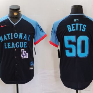 Men's National League #50 Mookie Betts Navy 2024 All-Star Limited Stitched Baseball Jerseys