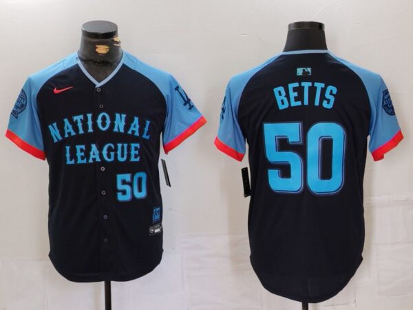 Men's National League #50 Mookie Betts Navy 2024 All-Star Limited Stitched Baseball Jerseys