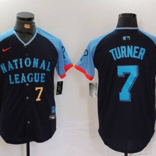Men's National League #7 Trea Turner Navy 2024 All-Star Limited Stitched Baseball Jerseys