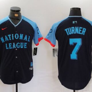Men's National League #7 Trea Turner Navy 2024 All-Star Limited Stitched Baseball Jerseys