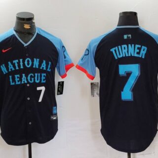 Men's National League #7 Trea Turner Navy 2024 All-Star Limited Stitched Baseball Jerseys