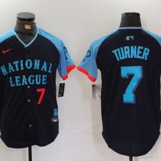 Men's National League #7 Trea Turner Navy 2024 All-Star Limited Stitched Baseball Jerseys