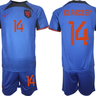 Men's Netherlands #14 Klaassen Royal Away Soccer Jersey Suit
