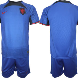 Men's Netherlands Blank Royal Away Soccer Jersey Suit