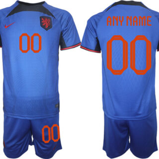 Men's Netherlands Custom Royal Away Soccer Jersey Suit