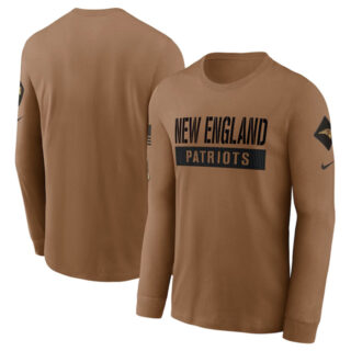Men's New England Patriots 2023 Brown Salute To Service Long Sleeve T-Shirt