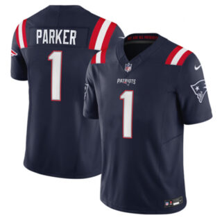 Men's New England Patriots #1 DeVante Parker Navy 2023 F.U.S.E. Vapor Limited Stitched Football Jersey