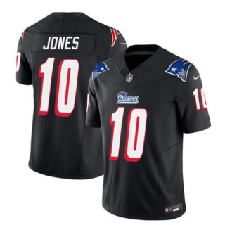Men's New England Patriots #10 Mac Jones Black 2023 F.U.S.E. Throwback Limited Stitched Football Jersey