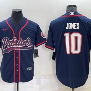 Men's New England Patriots #10 Mac Jones Navy Cool Base Stitched Baseball Jersey