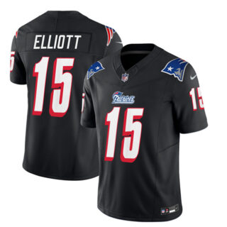 Men's New England Patriots #15 Ezekiel Elliott Black 2023 F.U.S.E. Throwback Limited Stitched Football Jersey