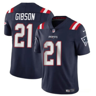 Men's New England Patriots #21 Antonio Gibsonz Navy Vapor Limited Stitched Football Jersey
