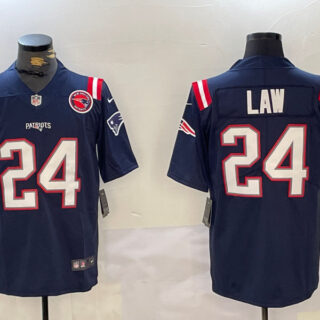Men's New England Patriots #24 Ty Law Navy Vapor Limited Stitched Football Jerseys